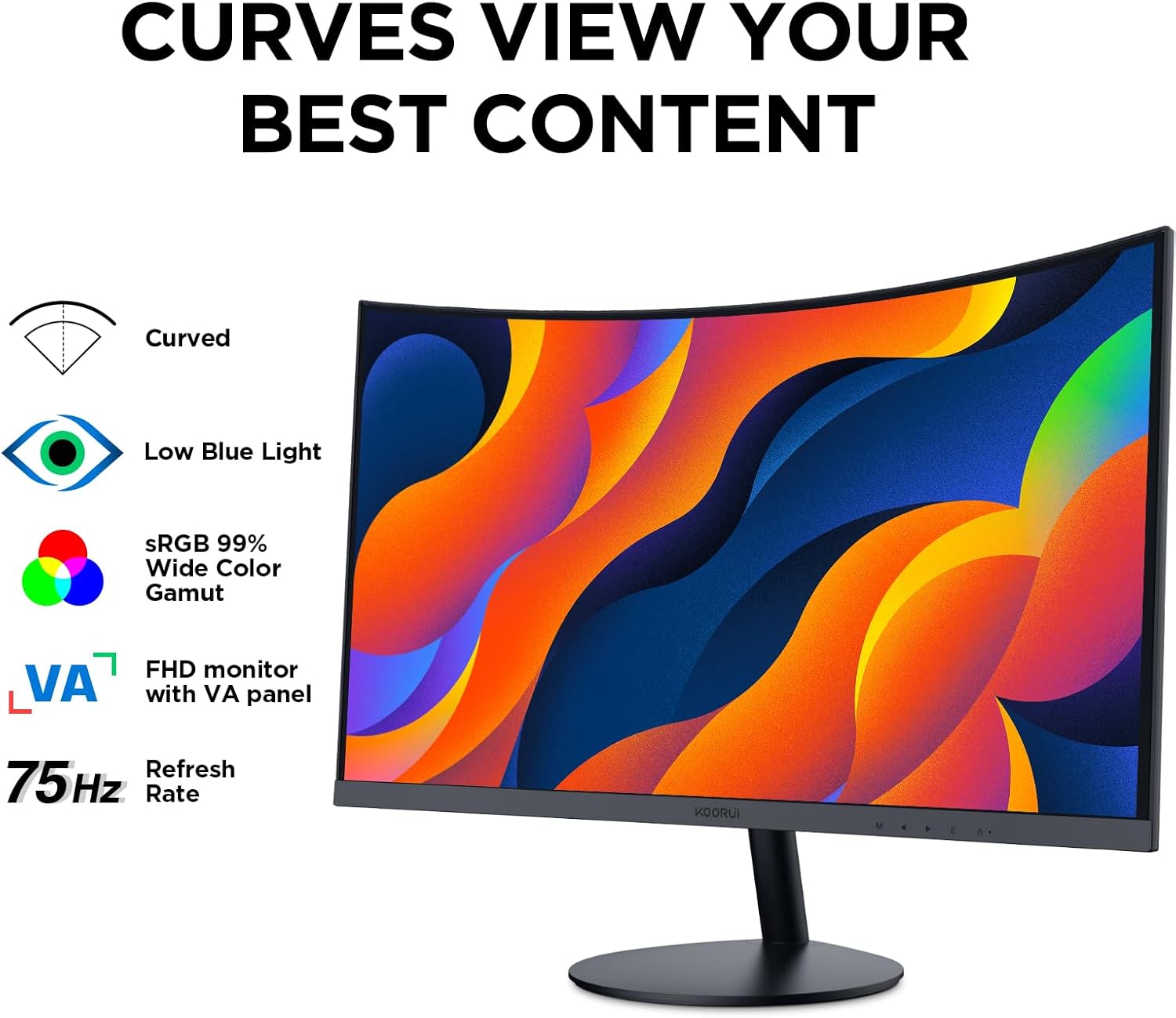 KOORUI 24N5CA 24-inch VA FHD 75Hz 1500R Curved Gaming Monitor